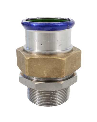 EUROPRESS 316L Stainless Steel BSP Male Adaptor Union Brass Nut - Viton Seal with Washer